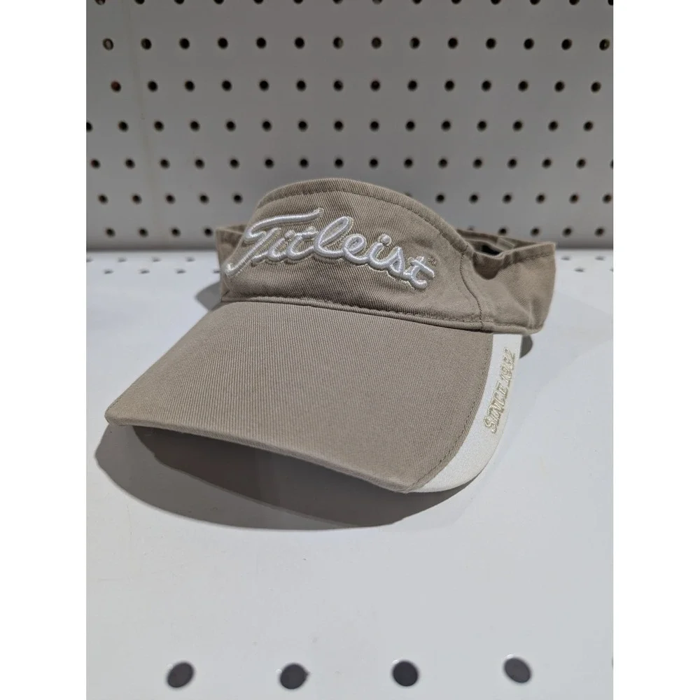 Titleist Golf Visor Hat‎ Beige White Adjustable Strapback